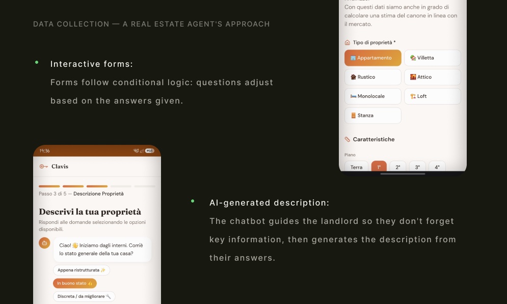 Collecting data the way a real estate agent would: interactive forms and AI-generated descriptions